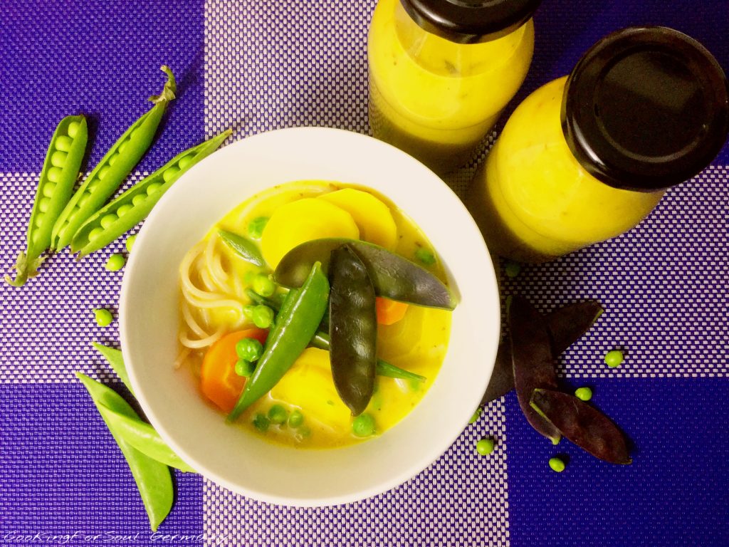 Gemüse-Curry mit Dinkelspaghetti